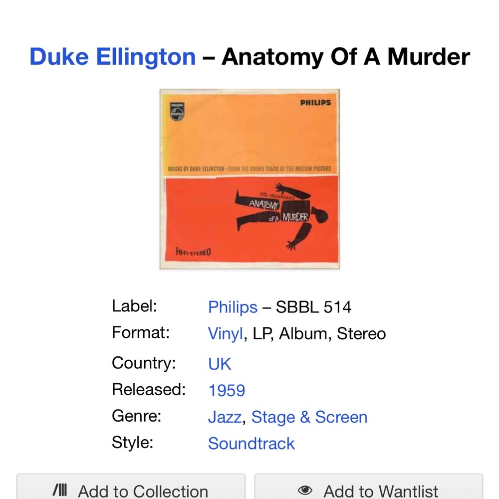 Duke Ellington’s Anatomy of a Murder Sound Track vinyl! Original Owner! 🔥🎵🎶 - Picture 16 of 17